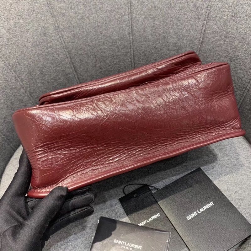 Replcai Saint Laurent NIKI Medium Bag in Crinkled Vintage Leather Dark Red