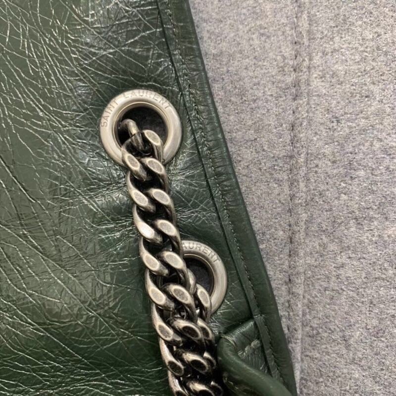 Replcai Saint Laurent NIKI Medium Bag in Crinkled Vintage Leather Emerald