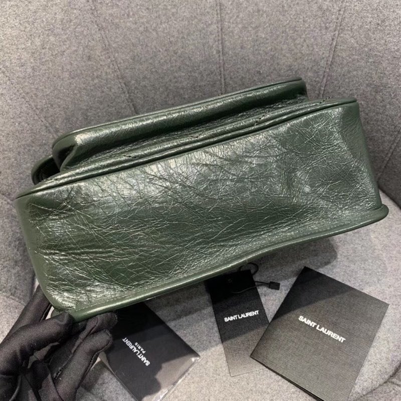 Replcai Saint Laurent NIKI Medium Bag in Crinkled Vintage Leather Emerald