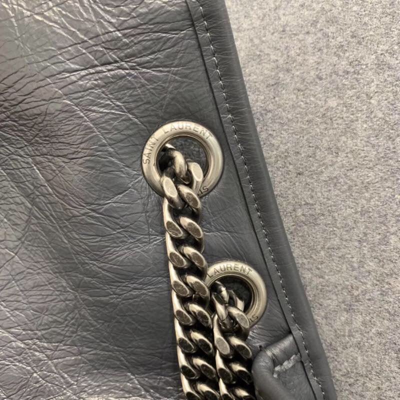 Replcai Saint Laurent NIKI Medium Bag in Crinkled Vintage Leather Gray