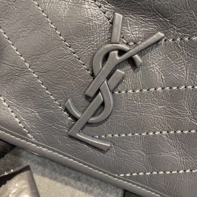 Replcai Saint Laurent NIKI Medium Bag in Crinkled Vintage Leather Gray