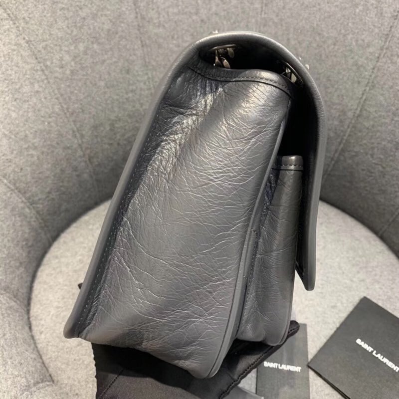Replcai Saint Laurent NIKI Medium Bag in Crinkled Vintage Leather Gray