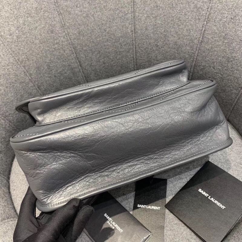 Replcai Saint Laurent NIKI Medium Bag in Crinkled Vintage Leather Gray