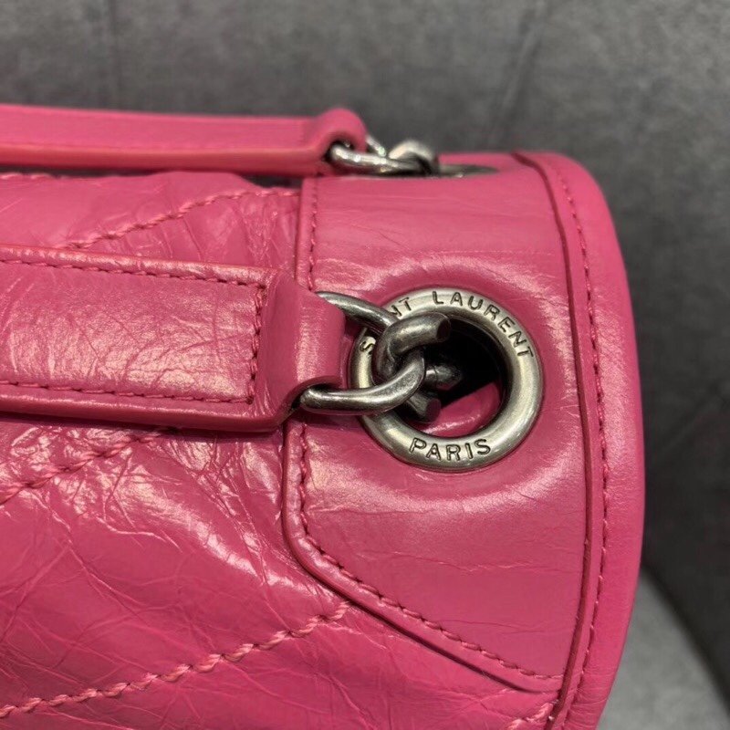 Replcai Saint Laurent NIKI Medium Bag in Crinkled Vintage Leather Pink