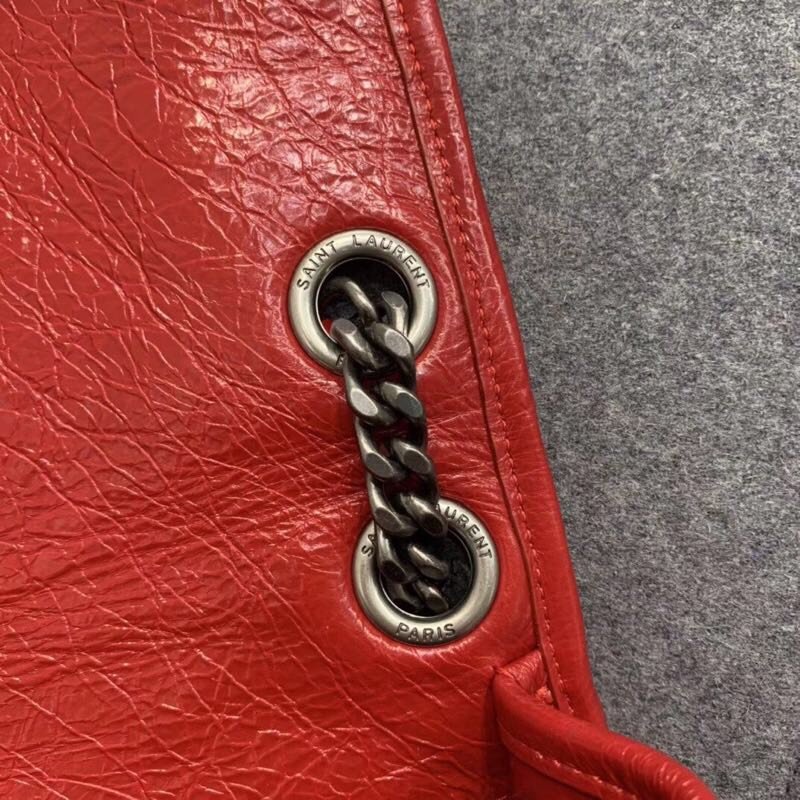 Replcai Saint Laurent NIKI Medium Bag in Crinkled Vintage Leather Red