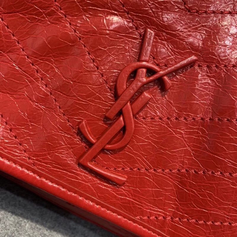 Replcai Saint Laurent NIKI Medium Bag in Crinkled Vintage Leather Red