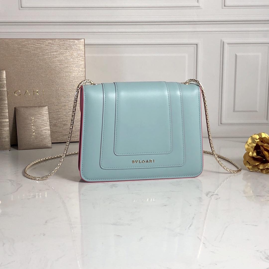 Replcia Bvlgari Serpenti Forever Crossbody Bag  in Glacier Turquoise Calf Leather