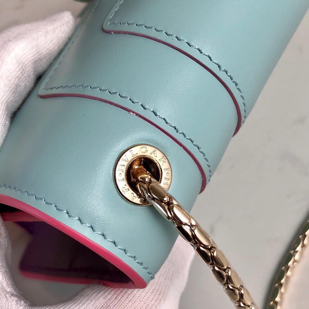 Replcia Bvlgari Serpenti Forever Crossbody Bag  in Glacier Turquoise Calf Leather