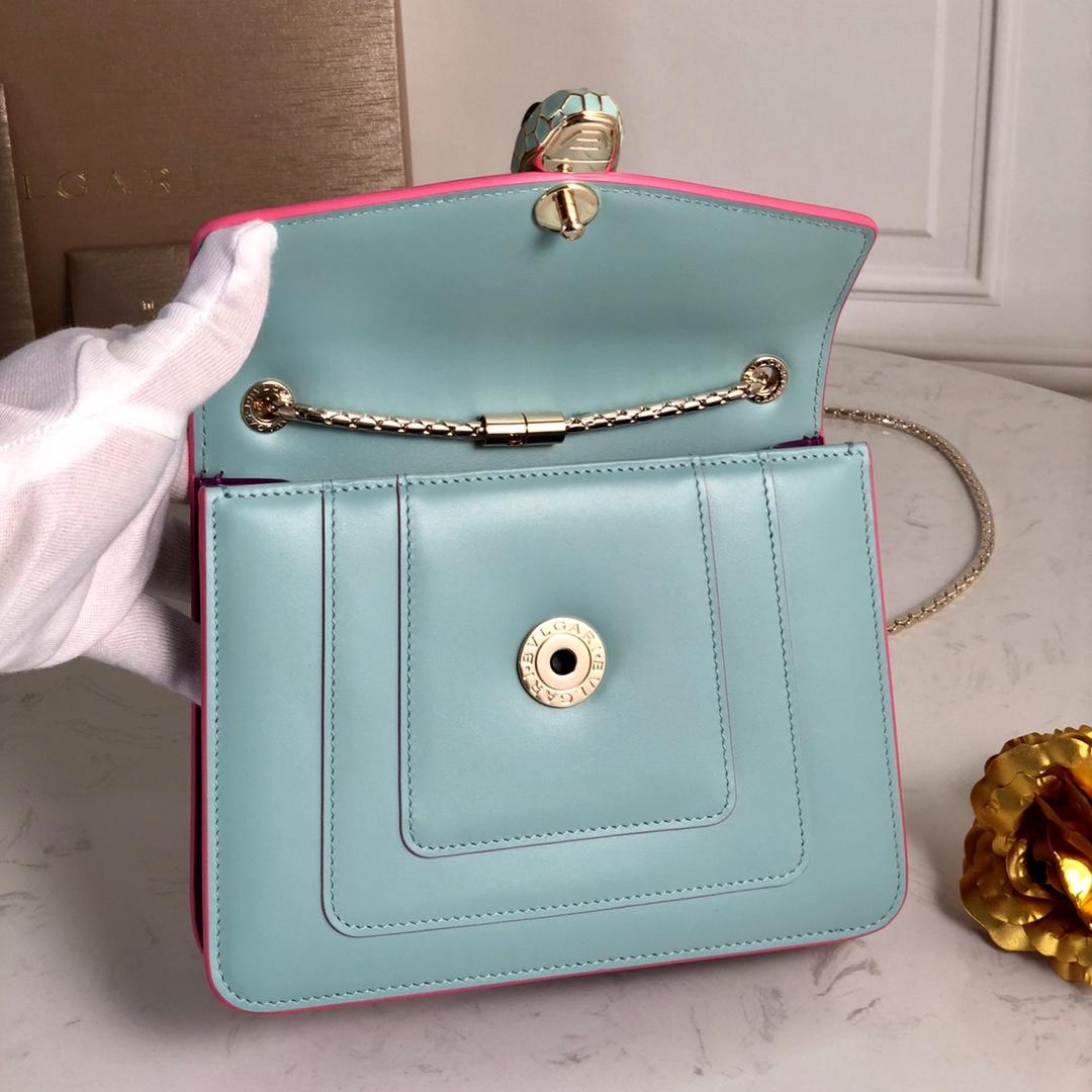 Replcia Bvlgari Serpenti Forever Crossbody Bag  in Glacier Turquoise Calf Leather