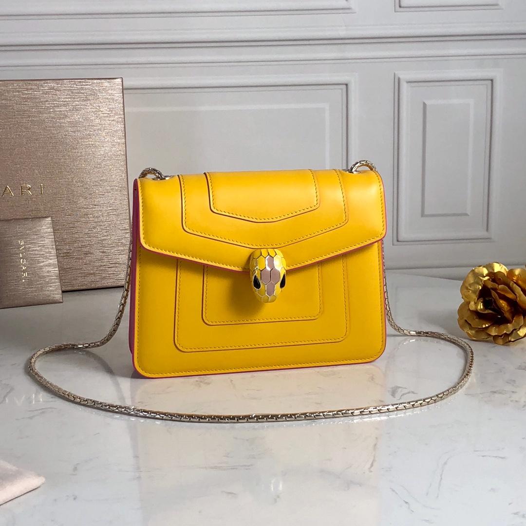 Replcia Bvlgari Serpenti Forever Crossbody Bag in Buttercup Citrine Calf Leather