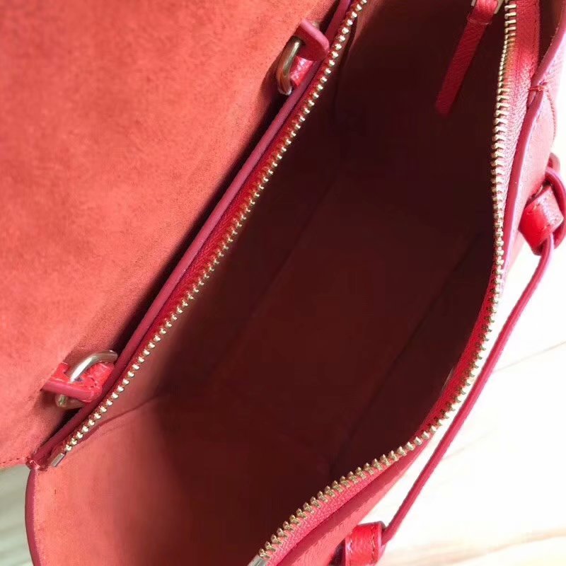Replcia Celine Nano Belt Bag in Grained Calfskin Red