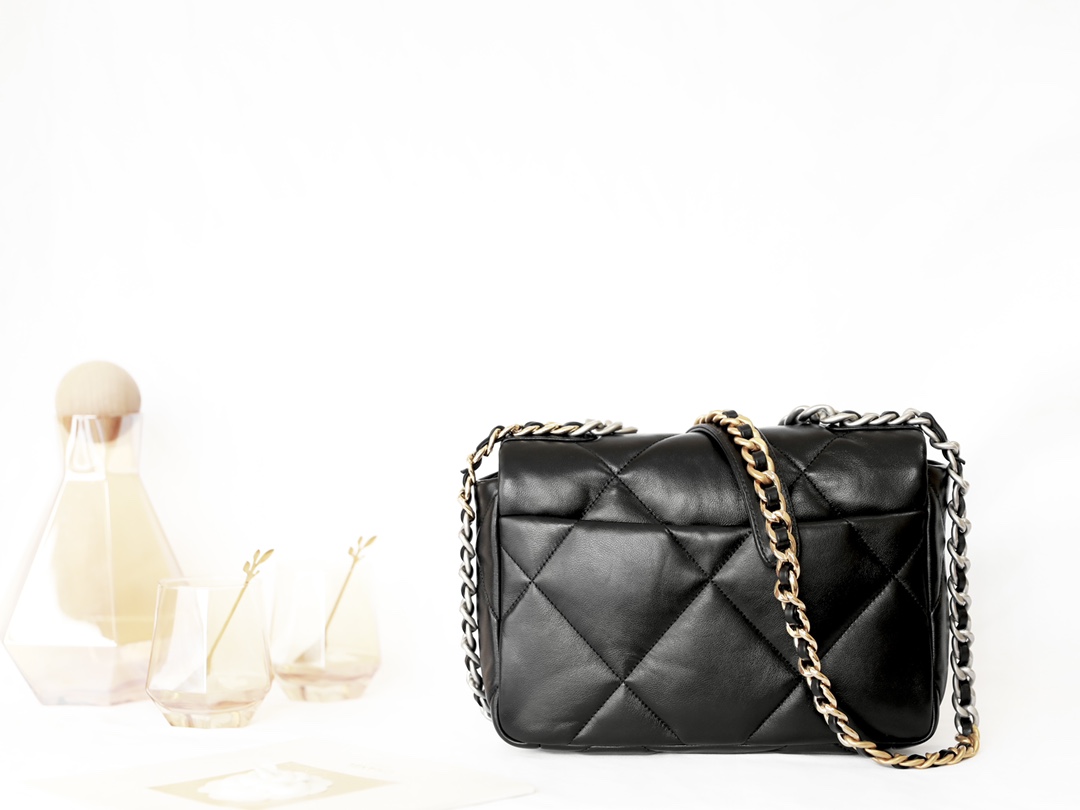 Replica 2022 Chanel 19 Small Handbag Black Lambskin AS1161