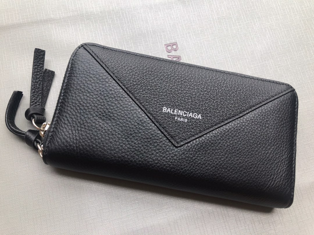 Replica Balenciaga Zipper Wallet Black-1