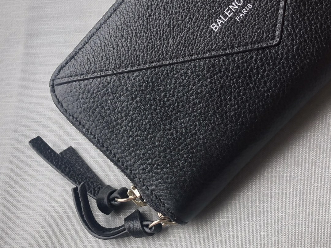 Replica Balenciaga Zipper Wallet Black-1