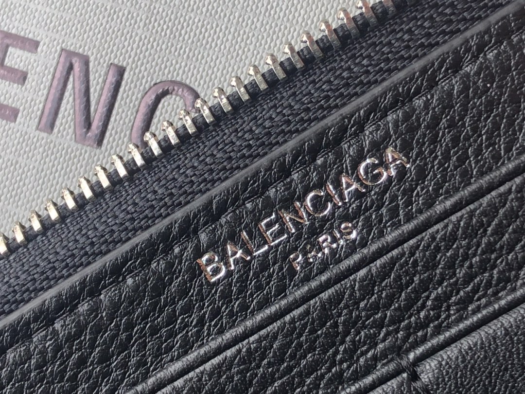 Replica Balenciaga Zipper Wallet Black-1