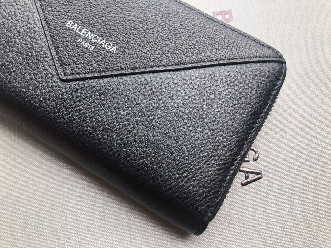 Replica Balenciaga Zipper Wallet Black-1