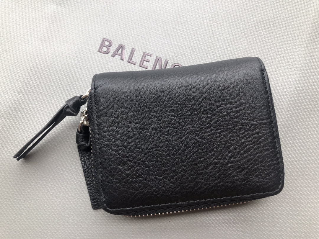 Replica Balenciaga Zipper Wallet Black-2