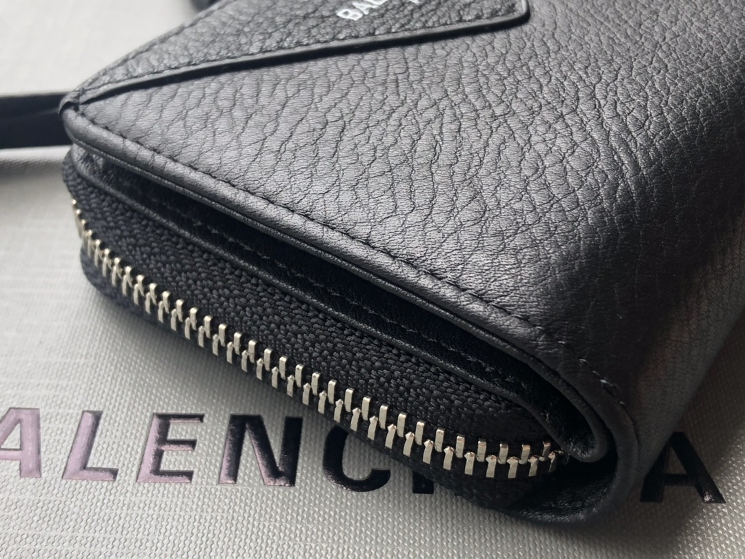 Replica Balenciaga Zipper Wallet Black-2