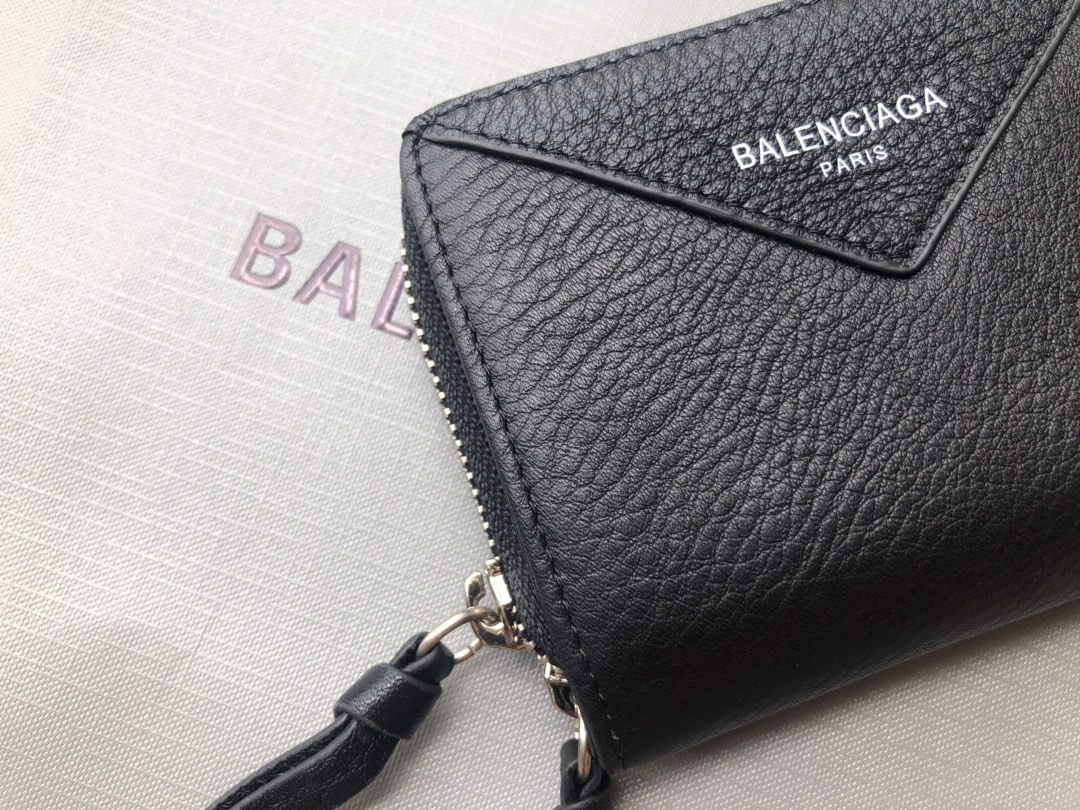 Replica Balenciaga Zipper Wallet Black-2