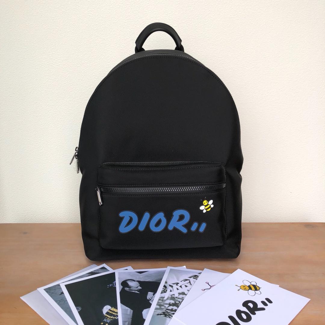 Replica Black Nylon DIOR x KAWS Rider Backpack Blue Logo