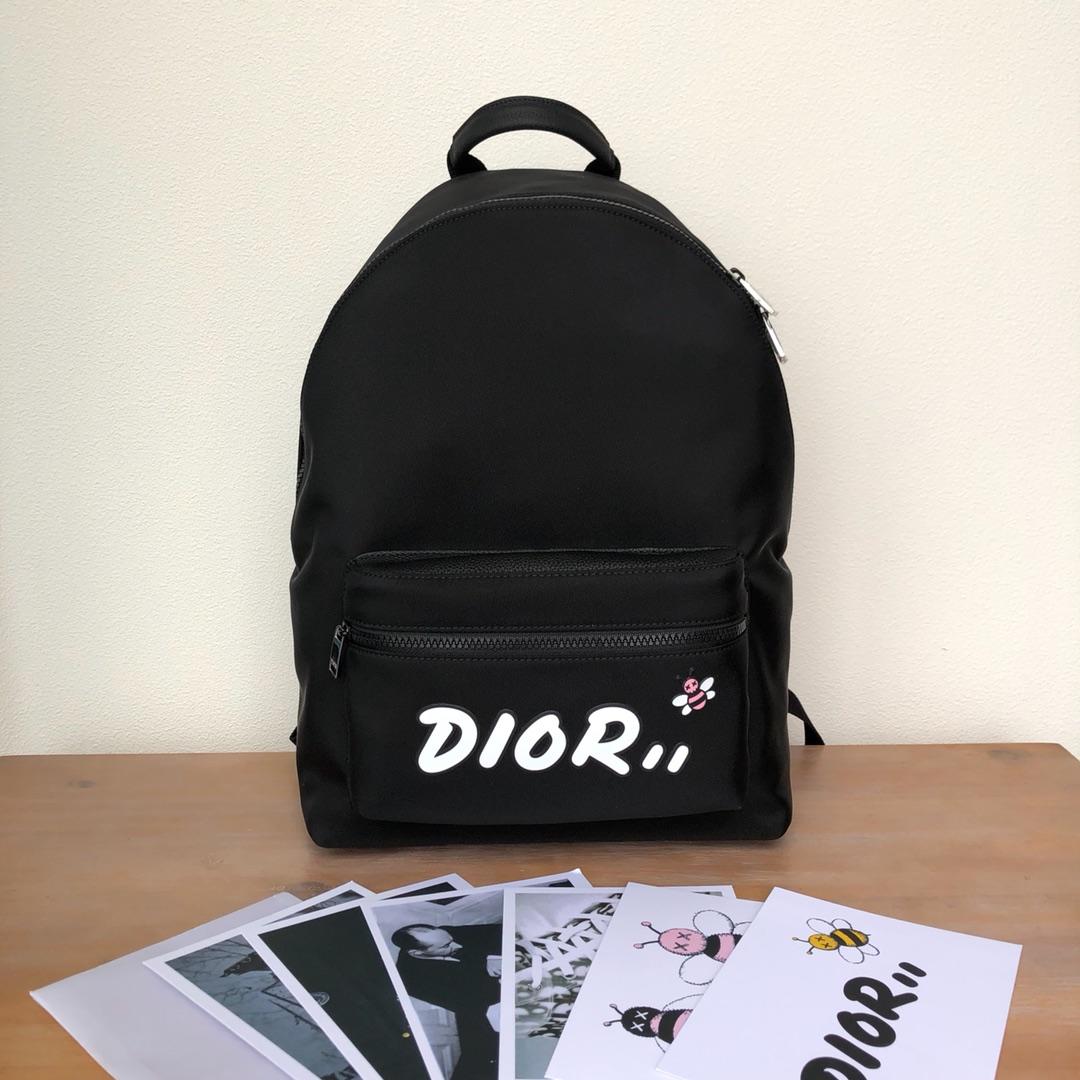 Replica Black Nylon DIOR x KAWS Rider Backpack White Logo