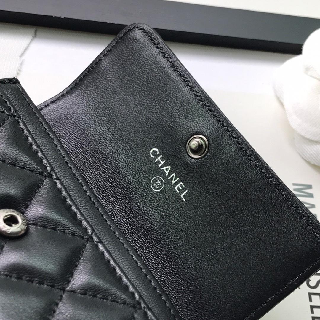 Replica Boy Chanel Flap Wallet Lambskin Silver-Tone Metal