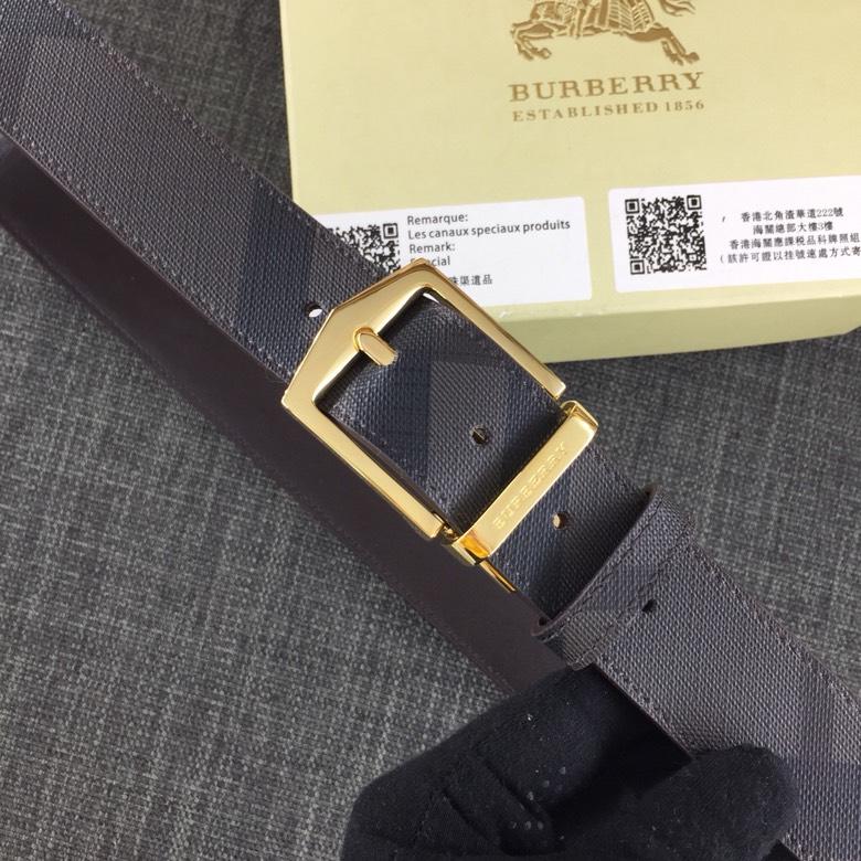 Replica Burberry 3.5cm Reversible Leather Belt With Gold Buckle 012