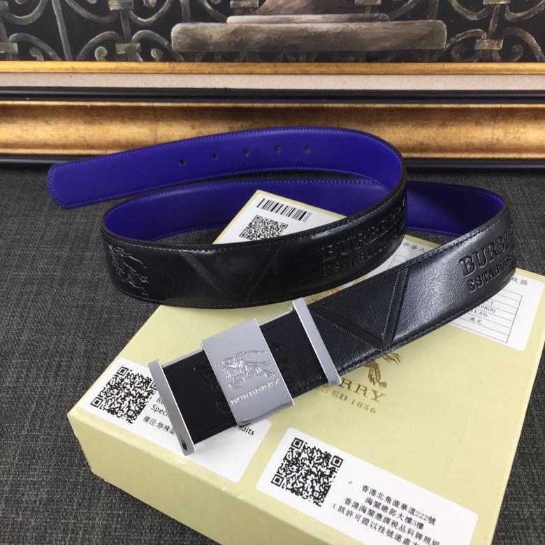Replica Burberry 3.5cm Reversible Leather Belt With Silver Buckle 010