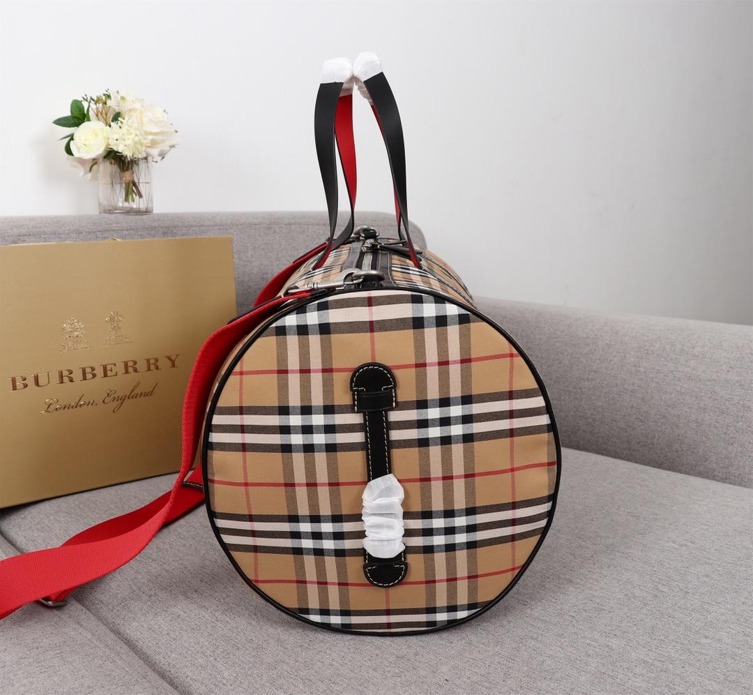 Replica Burberry 40742791 Large Men Check Leather Travel Bag