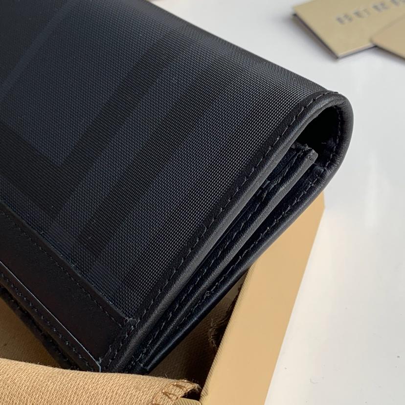 Replica Burberry Men Vintage Check Leather Long Wallet Black Br02