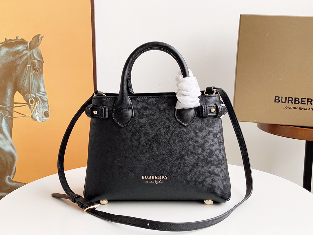 Replica Burberry Tote Bag Black Leather 26cm