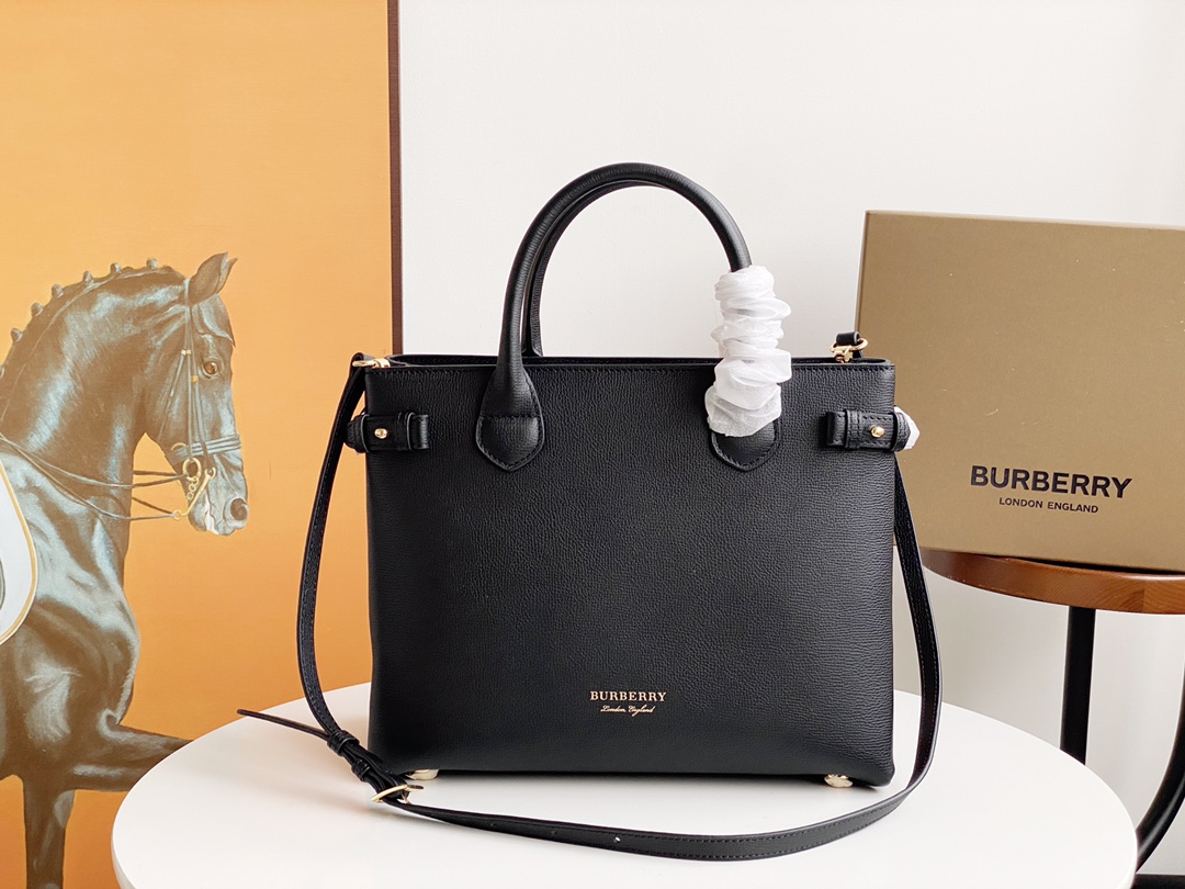 Replica Burberry Tote Bag Black Leather 34cm