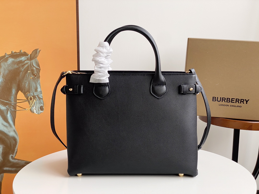 Replica Burberry Tote Bag Black Leather 34cm