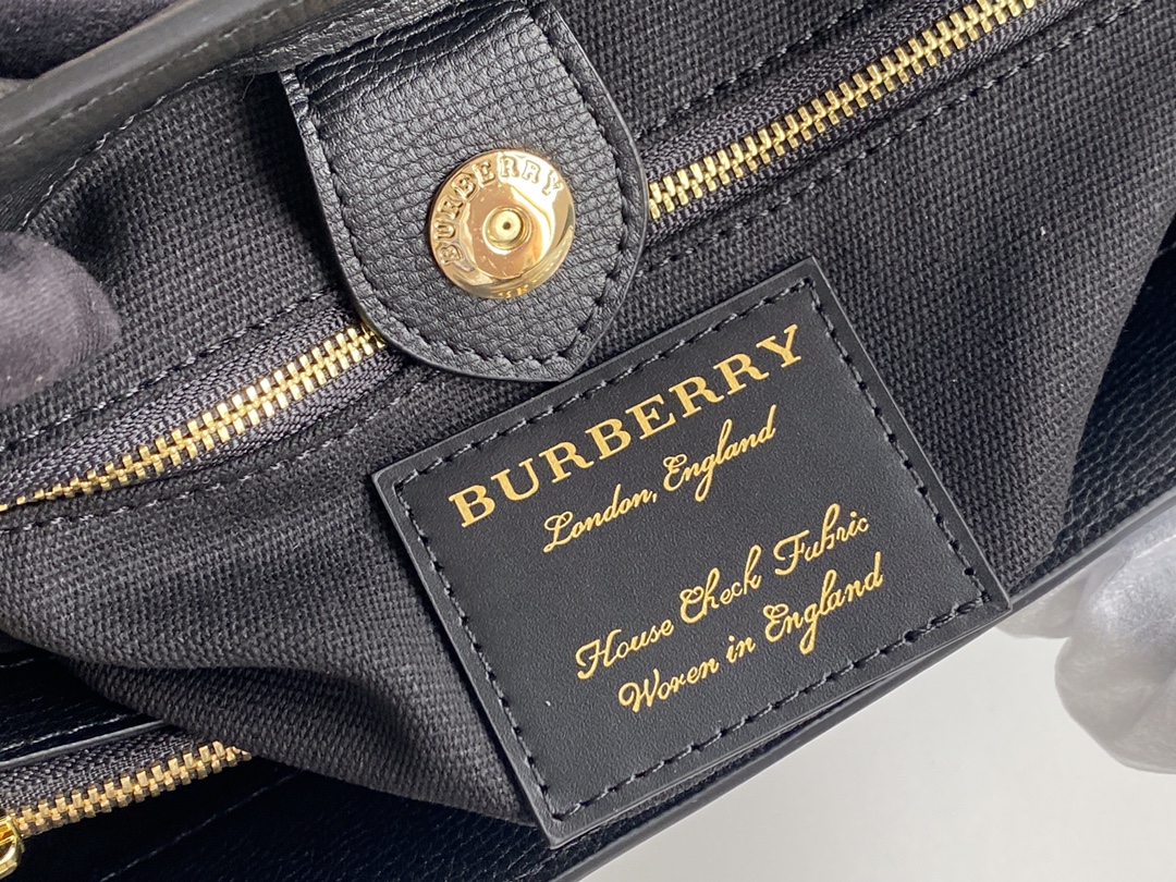 Replica Burberry Tote Bag Black Leather 34cm