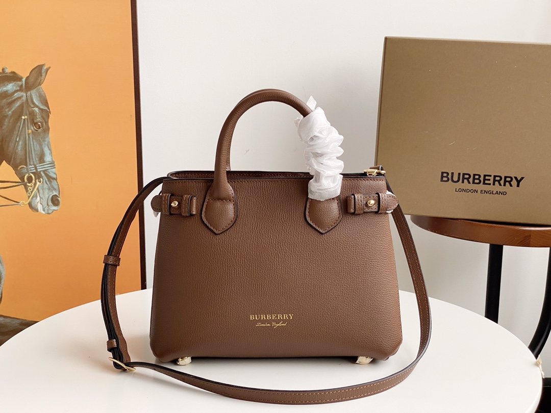 Replica Burberry Tote Bag Khaki Leather 26cm