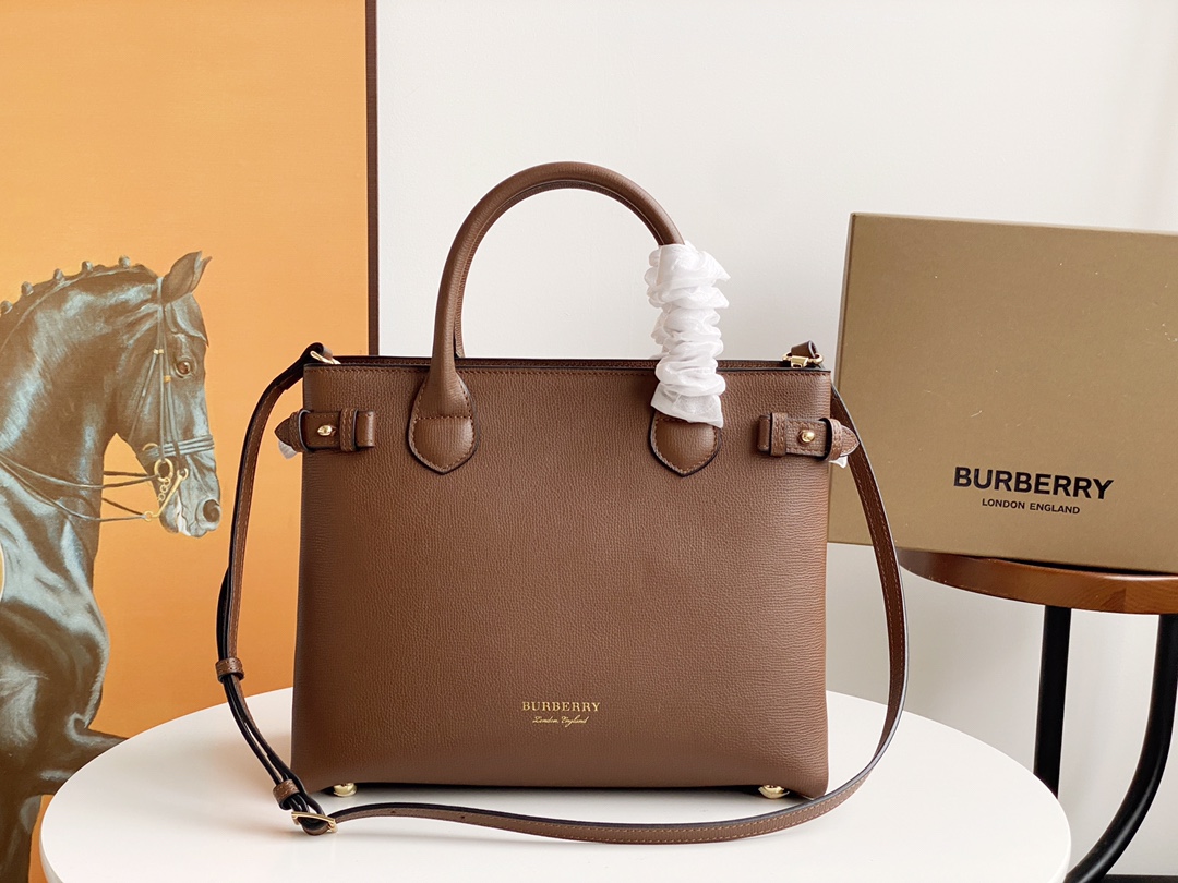 Replica Burberry Tote Bag Khaki Leather 34cm