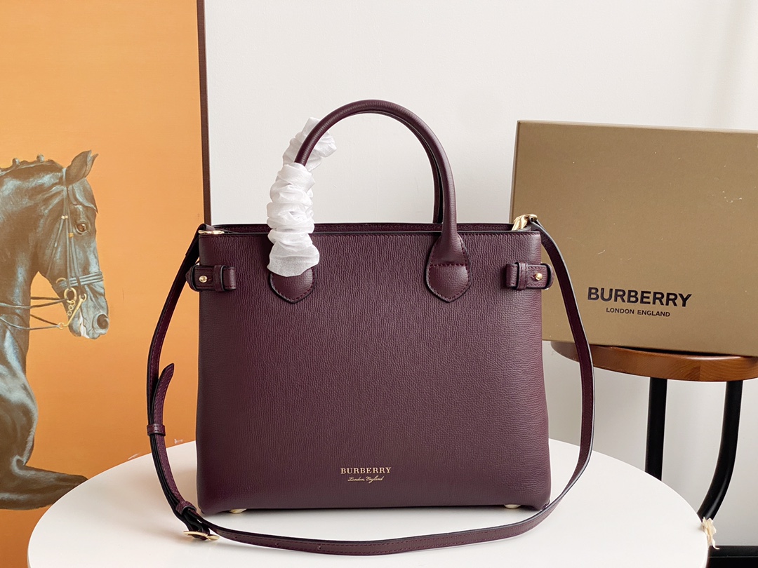 Replica Burberry Tote Bag Wine Leather 26cm