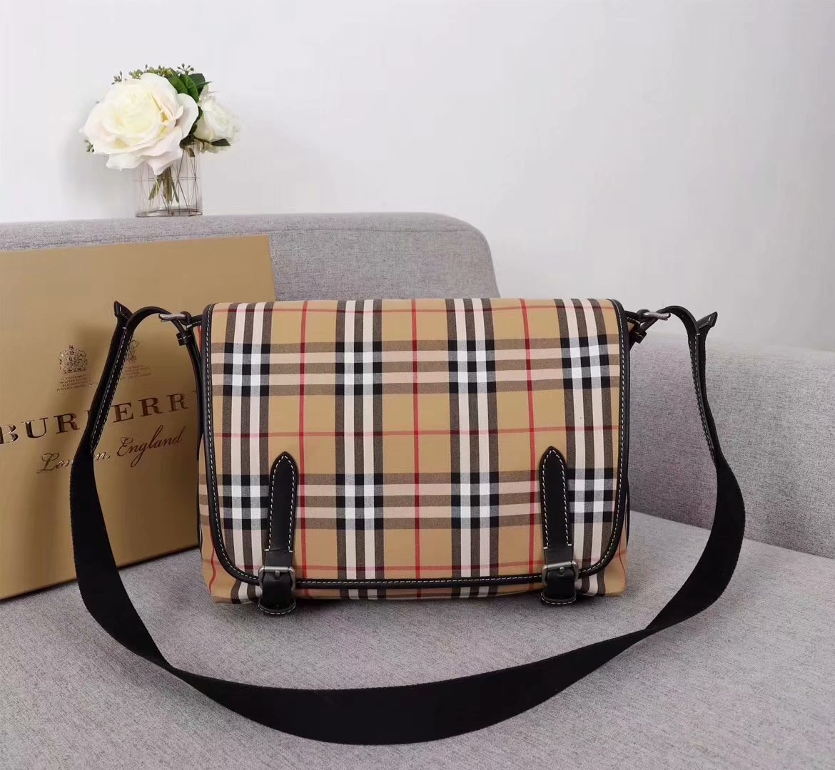 Replica Burberry Vintage Check and Leather Leather Crossbody Bag Men And Women