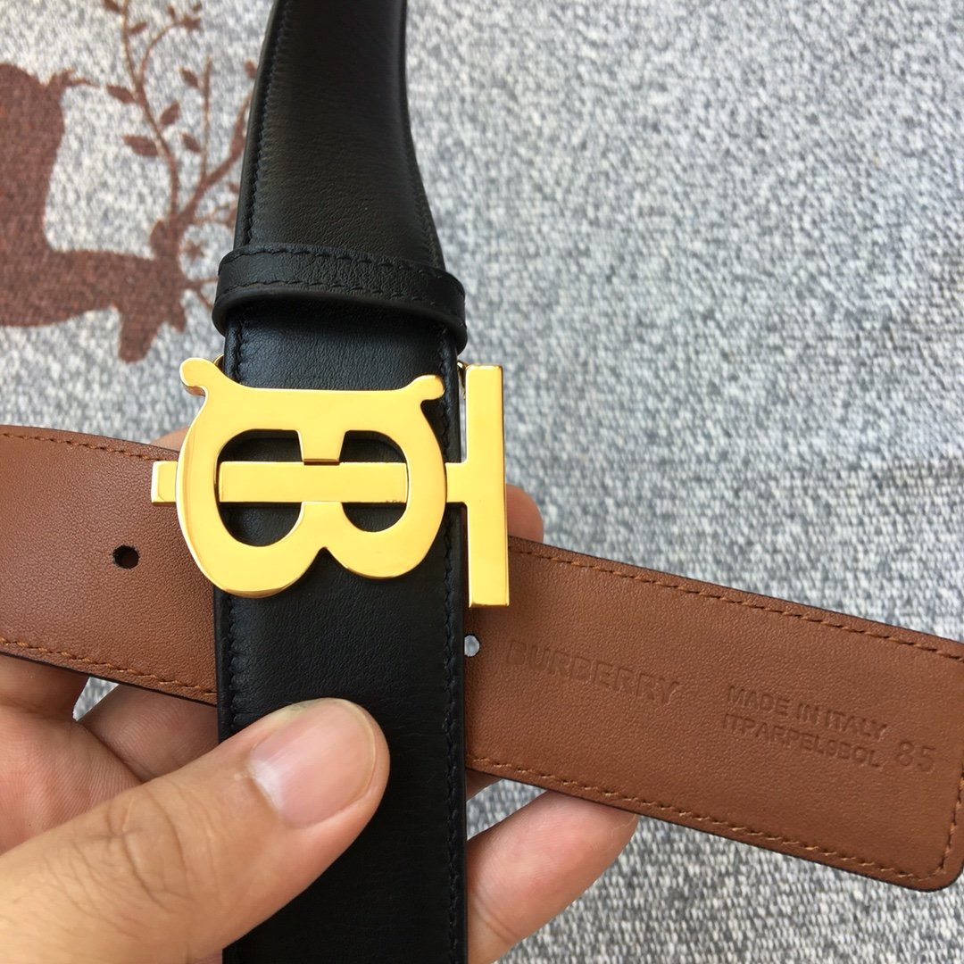 Replica Burberry Women Monogram Motif Leather Belt Width 3.5cm 018