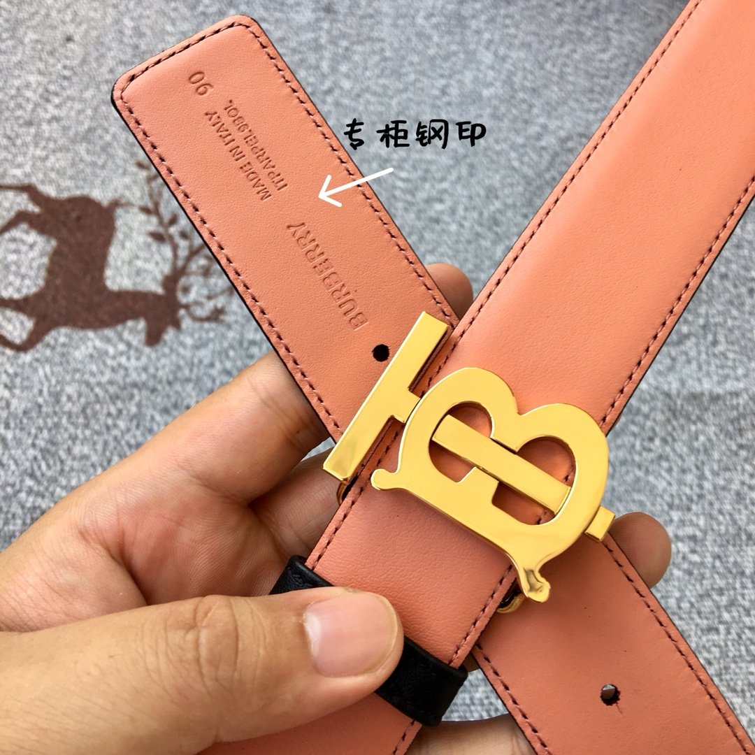 Replica Burberry Women Monogram Motif Leather Belt Width 3.5cm 019