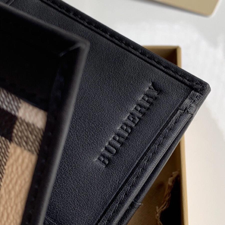 Replica Burberry Women Vintage Check Leather Long Wallet Black