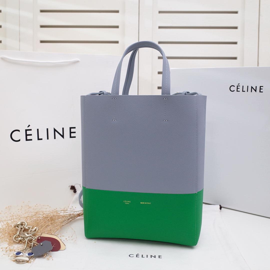 Replica Celine Cabas in Grained Calfskin Blue and Gray