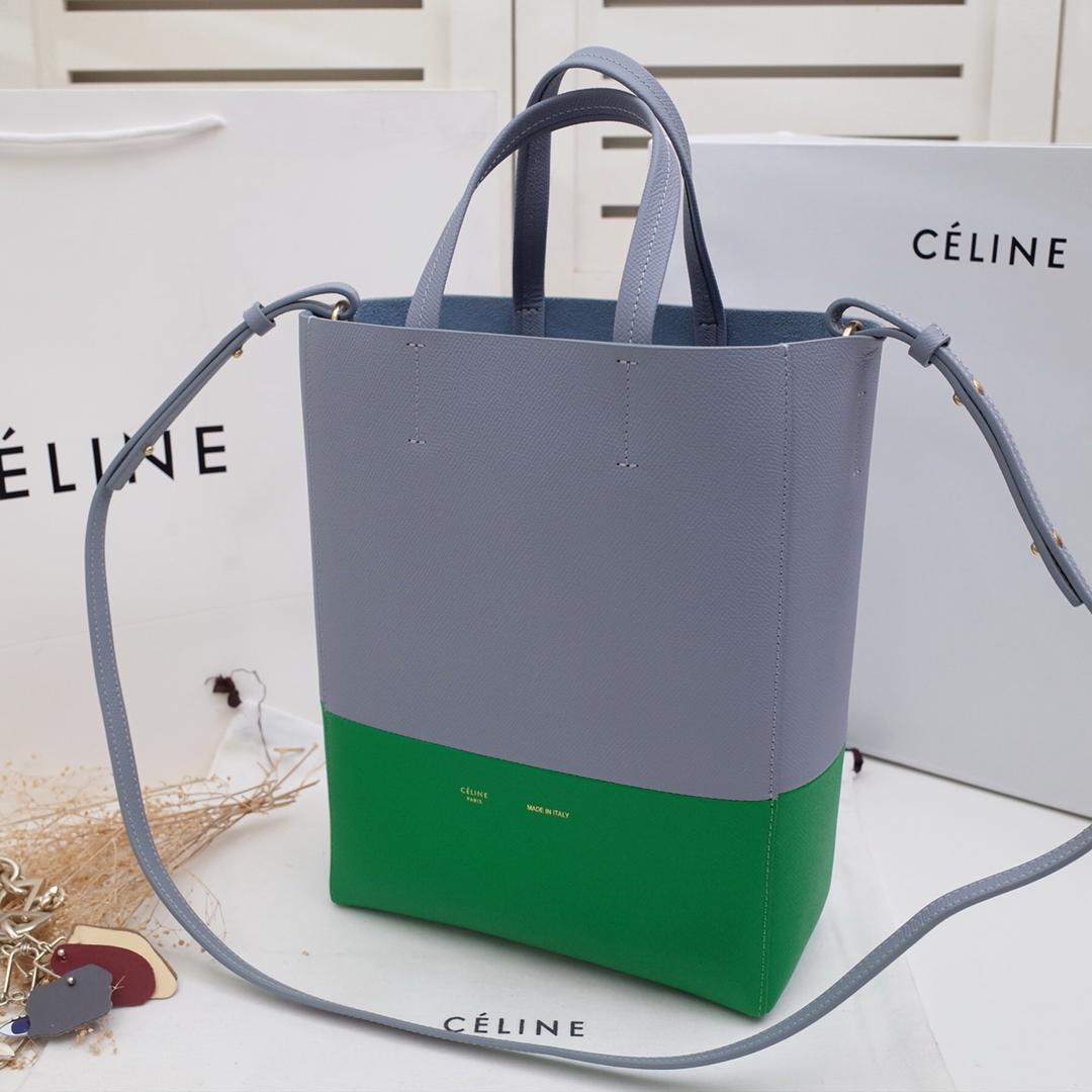 Replica Celine Cabas in Grained Calfskin Blue and Gray