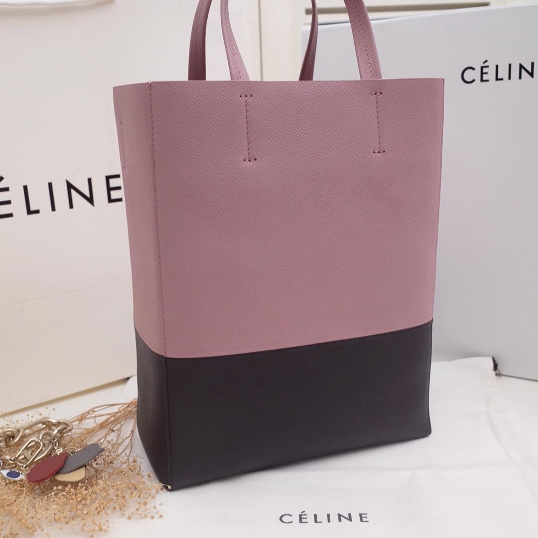 Replica Celine Cabas in Grained Calfskin Pink and Black