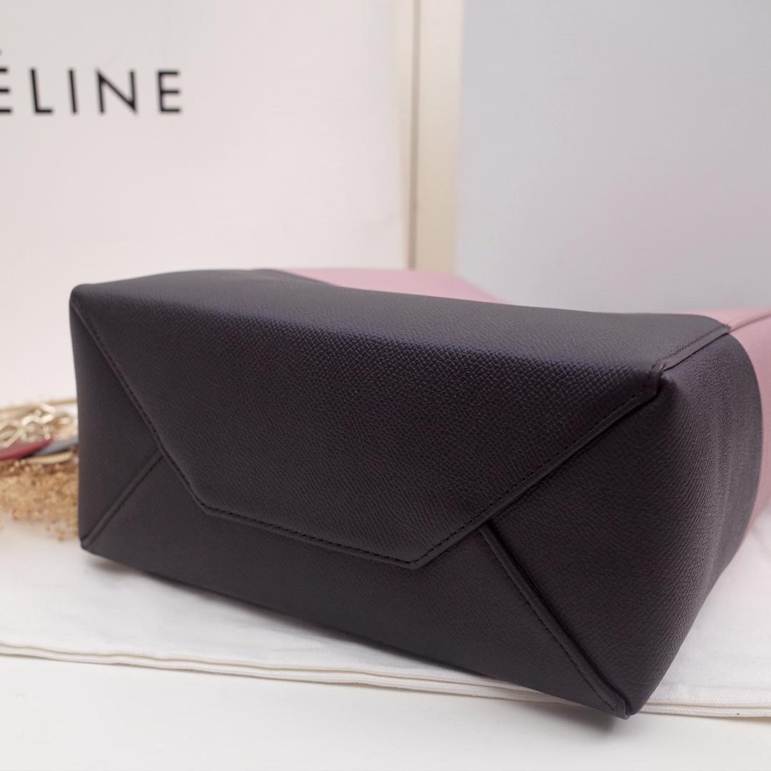 Replica Celine Cabas in Grained Calfskin Pink and Black