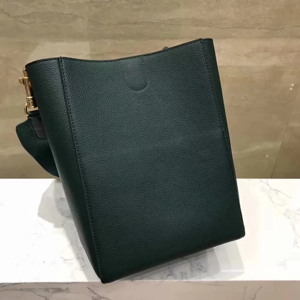 Replica Celine Seau Sangle Small Bucket Bag in Soft Grained Calfskin Green