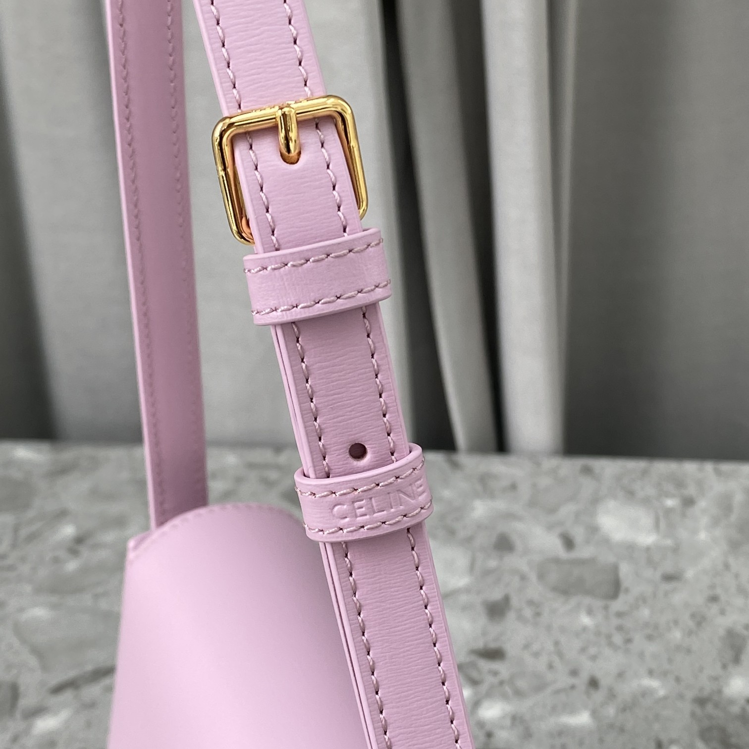 Replica Celine Triomphe Shoulder Bag In Shiny Calfskin Pink