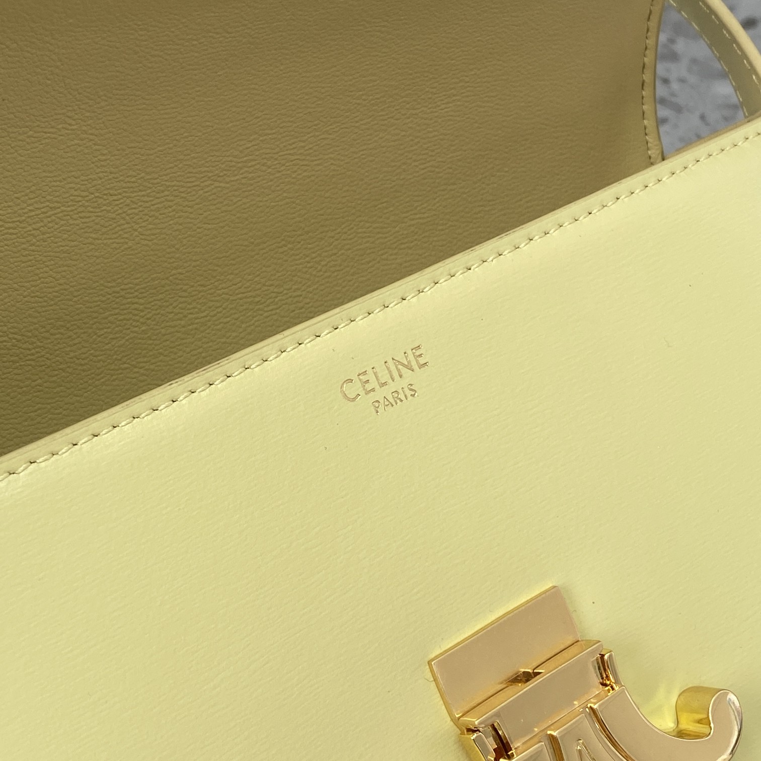 Replica Celine Triomphe Shoulder Bag In Shiny Calfskin Yellow