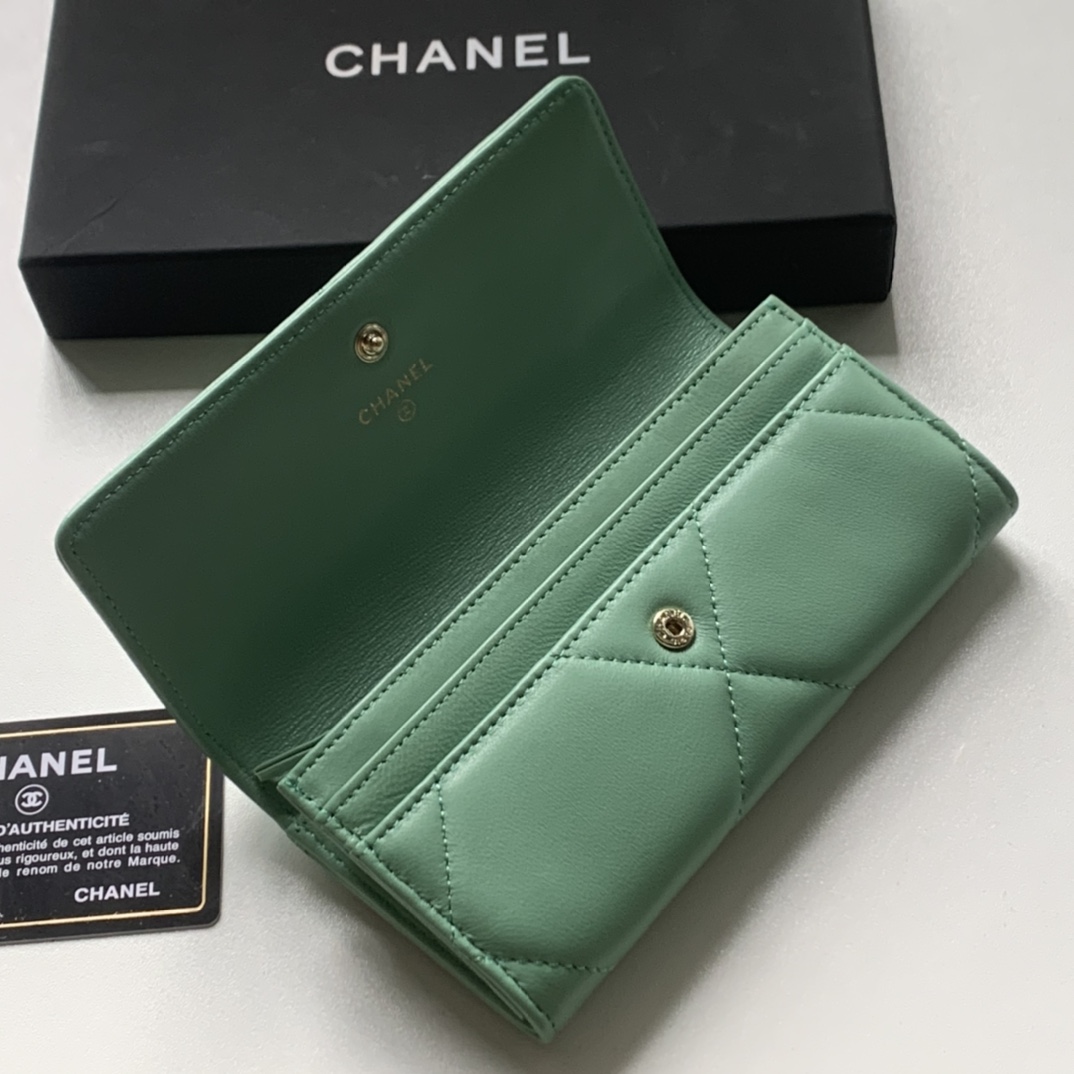 Replica Chanel 19 Long Wallet Green AP0953