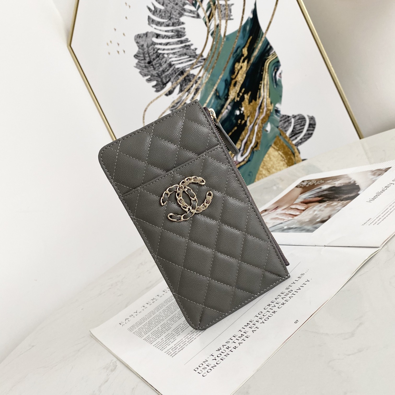 Replica Chanel 81030 Phone Wallet Gray